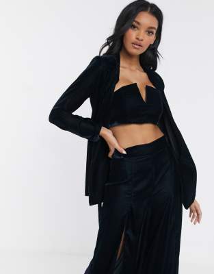 Мягкий бархатный пиджак от комплекта ASOS DESIGN-Темно-синий 64a8cb97 фото