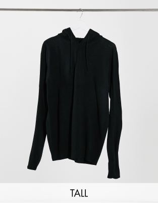 Мягкий джемпер с капюшоном черного цвета Threadbare Tall-Черный