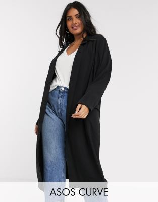 фото Мягкое легкое пальто asos design curve-черный asos curve