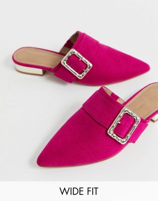 фото Мюли для широкой стопы с острым носком и пряжками asos design-розовый