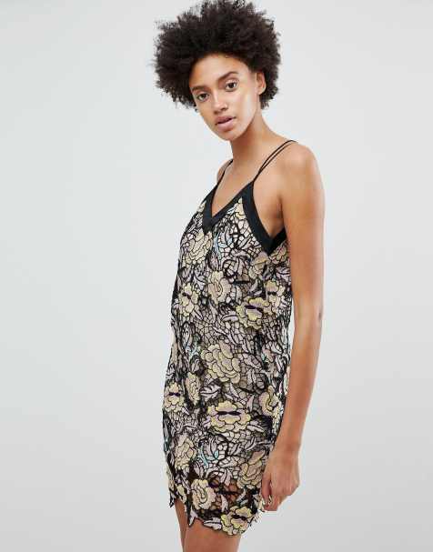 N12H Midnight Blooms Lace Slip Dress