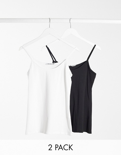 NA-KD 2 pack cami top in black and white