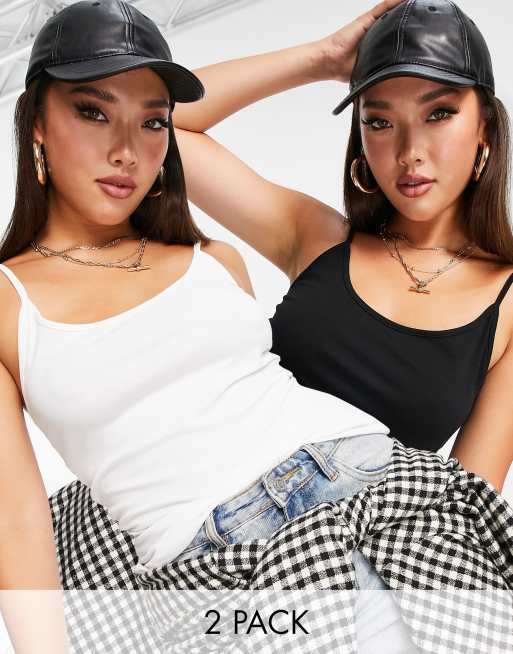NA-KD – 2er-Set Camisole-Oberteile in Schwarz und Weiß