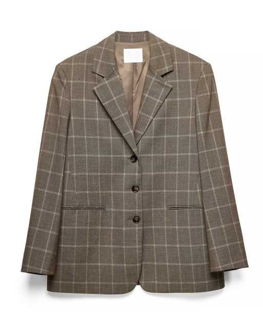 NA-KD Alex maxi oversized checked blazer in brown, 4 of 5
