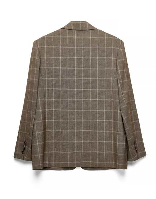 NA-KD Alex maxi oversized checked blazer in brown, 5 of 5