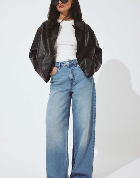 NA-KD Alley high waist wide jeans in light blue - view 1