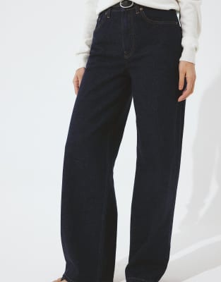 Alley - Weite Jeans in Rinse-Waschung mit hohem Bund-Blau Blau 44