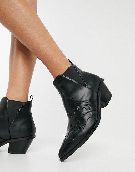 NA-KD ankle cowboy boot in black | ASOS