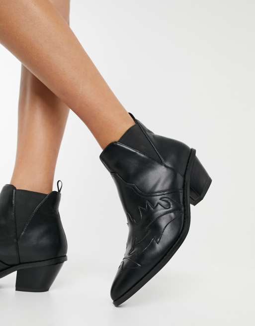 Black leather on sale ankle cowboy boots