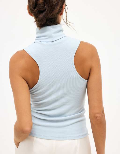 NA-KD ärmelloses Polo-Jersey-Oberteil in Blau, 2 von 5