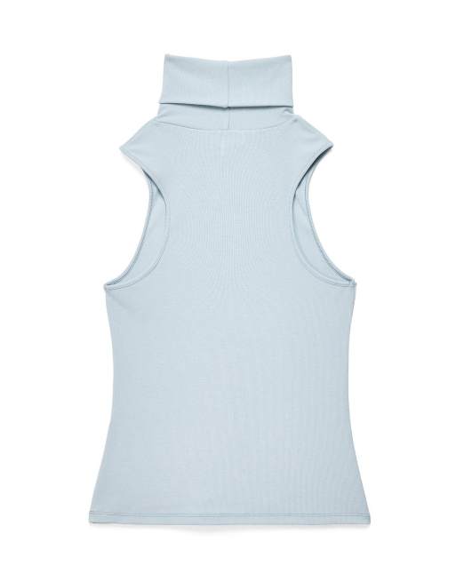 NA-KD ärmelloses Polo-Jersey-Oberteil in Blau, 5 von 5