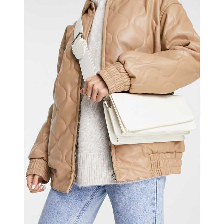 NA KD asymmetric flap crossbody bag in off white ASOS