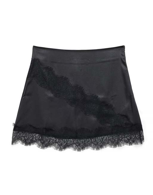 NA-KD asymmetrischer Spitzenrock in Schwarz, 4 von 5