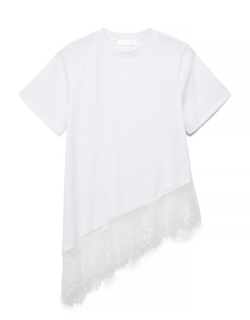 NA-KD asymmetrisches Spitzenshirt in Weiß, 4 von 5