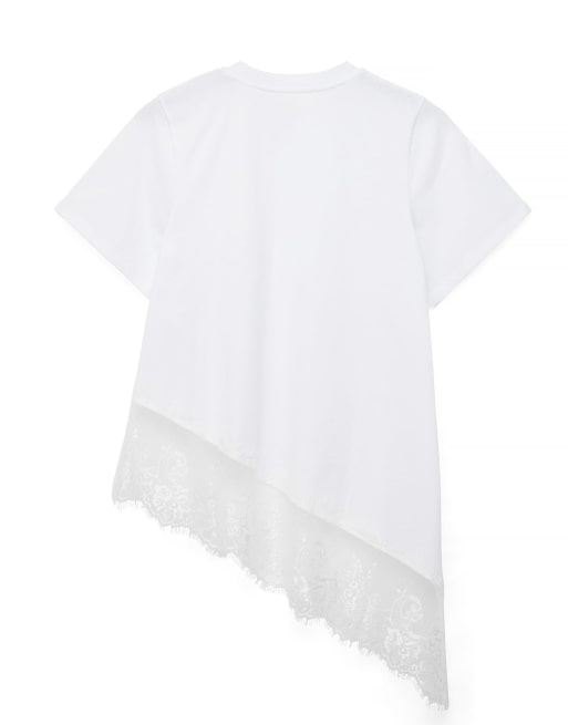 NA-KD asymmetrisches Spitzenshirt in Weiß, 5 von 5