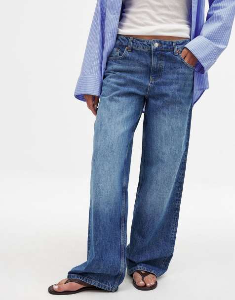 NA-KD – Baggy-Jeans in Mittelblau mit mittelhohem Bund - view 1