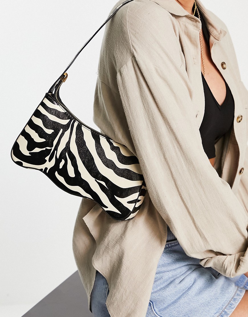 Na-kd Baguette Handbag In Zebra Print-multi
