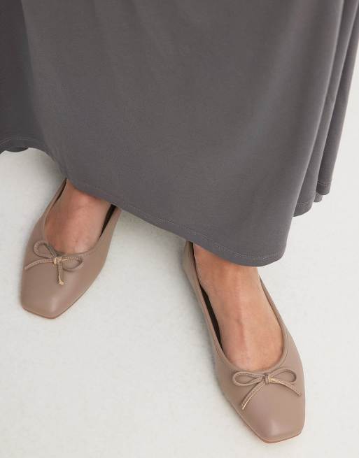 NA-KD - Ballerina's met vierkante neus in taupe, 3 van 4