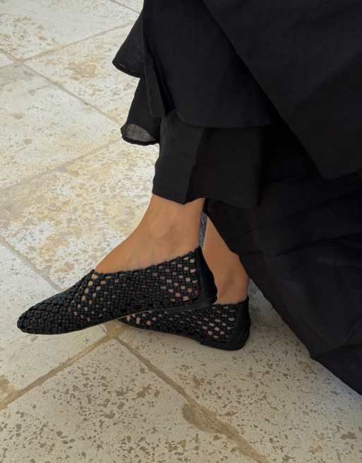 NA-KD ballerines en cuir nouées noires, 5 de 5