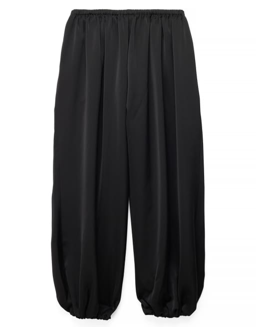 NA-KD Balloon satin trouser in black, 5 of 5