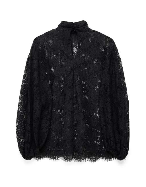 NA-KD Balloon sleeve lace blouse in black, 5 of 5
