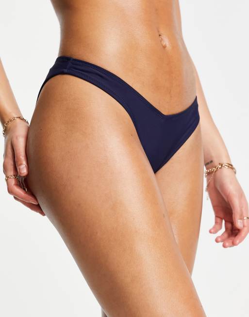 NA-KD - Bas de bikini en V - Bleu marine foncé