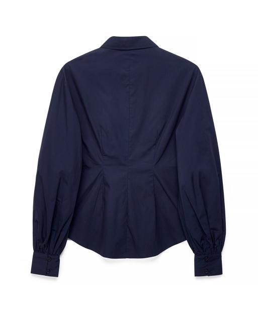 NA-KD Baumwollhemd mit taillierter Passform in Marineblau, 5 von 5