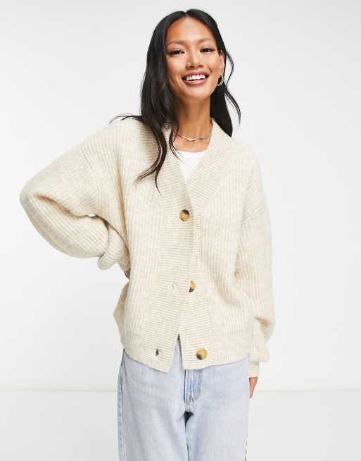 NA-KD – Beige, grovribbad kofta