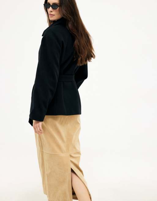 NA-KD Belted short coat in black, 3 of 5