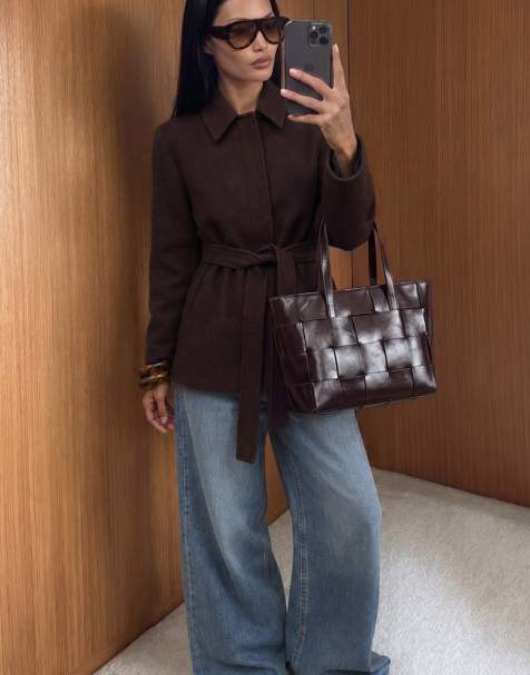 NA-KD Belted short coat in brown - view 1