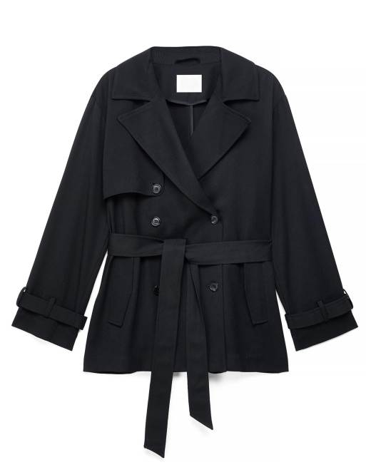 NA-KD Belted short trenchcoat in black, 3 of 5