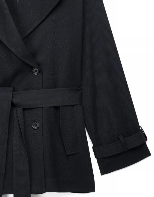 NA-KD Belted short trenchcoat in black, 5 of 5