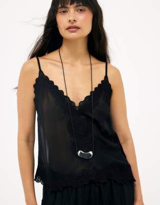 Besticktes Trägerhemd in Schwarz Schwarz 36