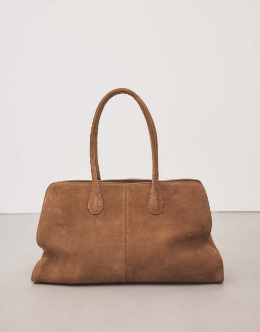 NA-KD Big suede tote bag in tan, 2 of 5