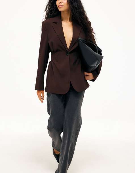 NA-KD blazer ajusté à taille élastiquée marron - view 1