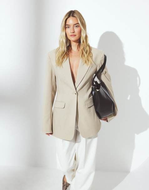 NA-KD - Blazer ajusté en sergé - Taupe - view 1