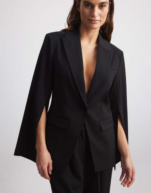 NA-KD - Blazer met capemouwen in zwart, 3 van 4