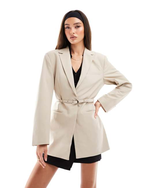 NA-KD - Blazer met riem in taupe