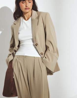 NA-KD - Blazer oversize à manches larges - Taupe-Neutral 46