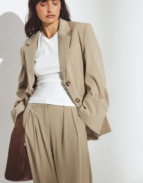NA-KD - Blazer oversize à manches larges - Taupe - view 1