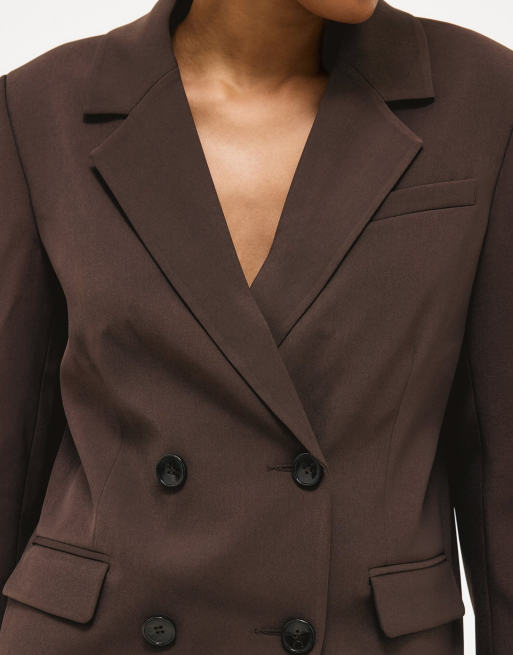 NA-KD blazer oversize croisé à double boutonnage marron foncé, 4 de 5