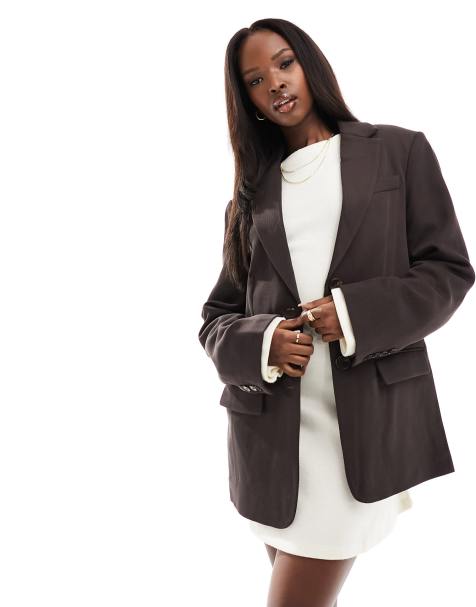 NA-KD - Blazer oversize in twill marrone - view 1