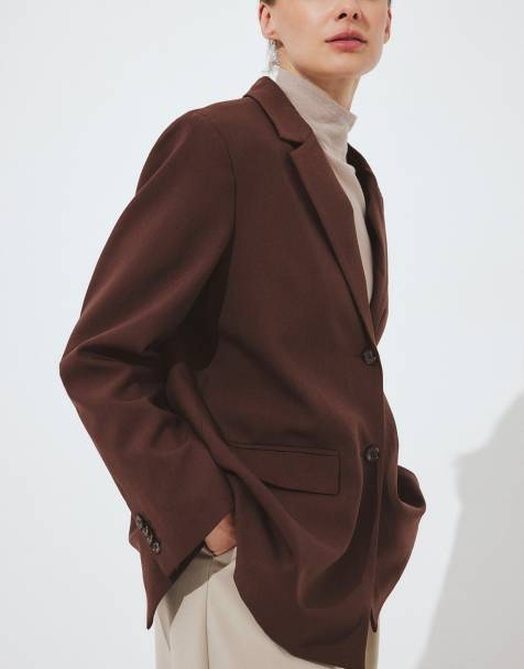 NA-KD - Blazer oversize ouvert dans le dos - Marron - view 1