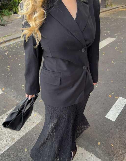 NA-KD Blazer with fitted waist in black, 5 of 5