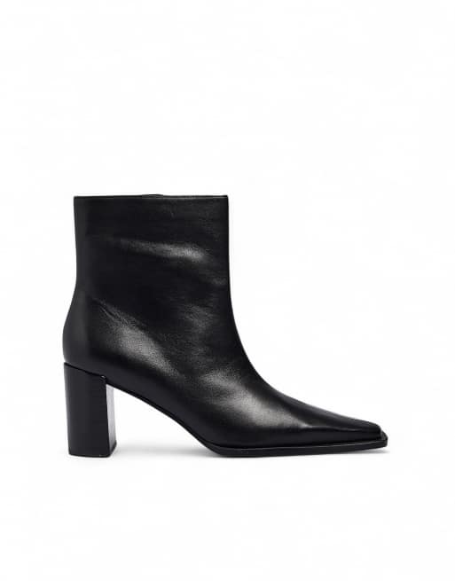 NA-KD Block heel leather ankle boots in black, 2 of 5