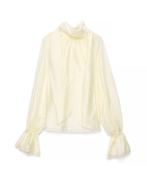 NA-KD blouse à volants avec détail écharpe crème, 5 de 5
