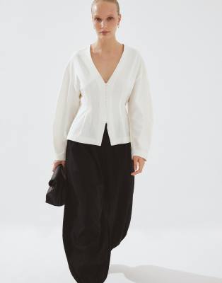 NA-KD - Blouse ajustée et boutonnée - Crème-Blanc 36