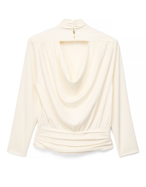 NA-KD blouse drapée à dos nu couleur crème, 5 de 5