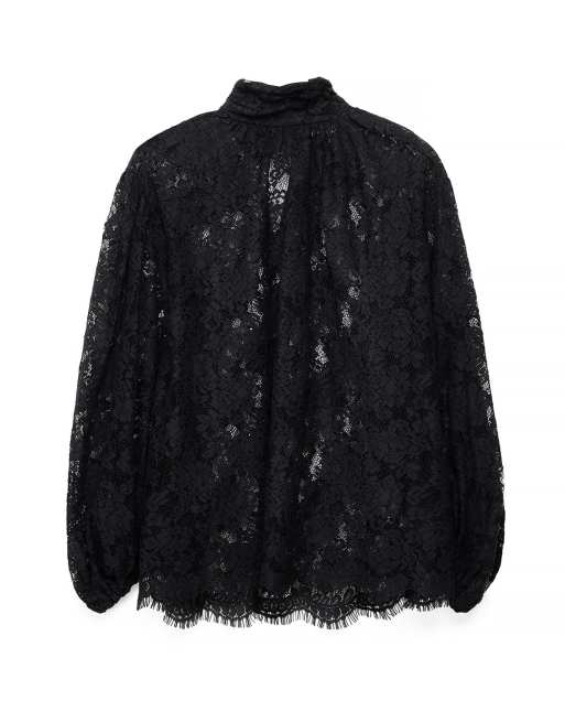 NA-KD blouse en dentelle à manches ballon noire, 4 de 5