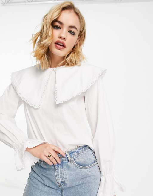 NA-KD - Blusa bianca con colletto oversize